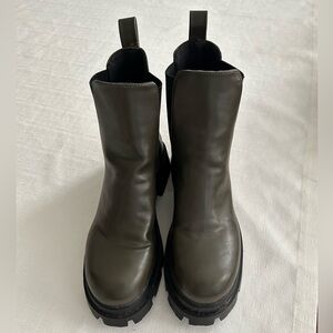 ZARA Olive Green Vegan Leather Boots